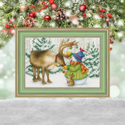 Snowman & Reindeer Friends — PDF Cross Stitch Pattern
