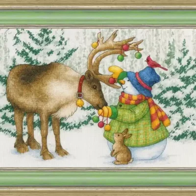 Snowman & Reindeer Friends — PDF Cross Stitch Pattern