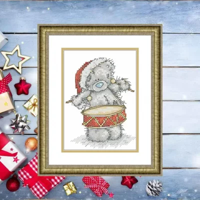 Christmas Drummer Bear — PDF Cross Stitch Pattern
