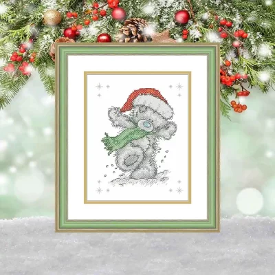 Dancing Santa Bear — PDF Cross Stitch Pattern