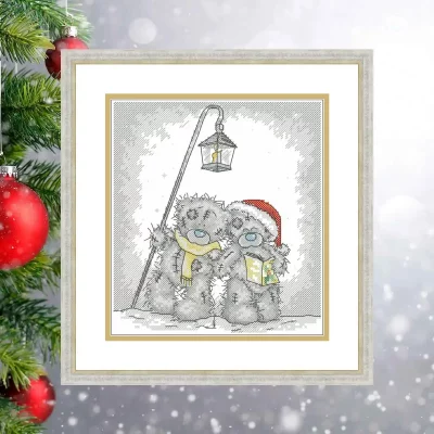 Winter Caroling Bears — PDF Cross Stitch Pattern